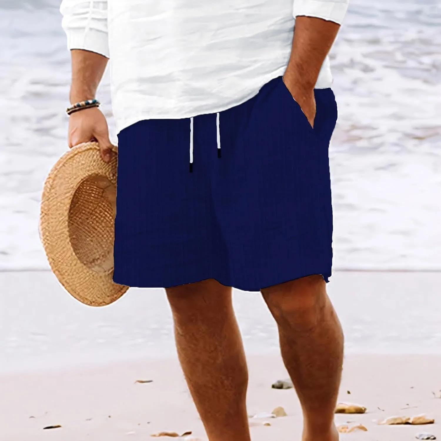 Black Shorts Men Work Shorts Fashion Slim Five Minute Pants Beach Shorts Men's Cotton Blend Shorts Cargo Shorts for