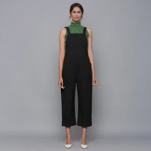 Black Warm Cotton Corduroy Dungaree Jumpsuit