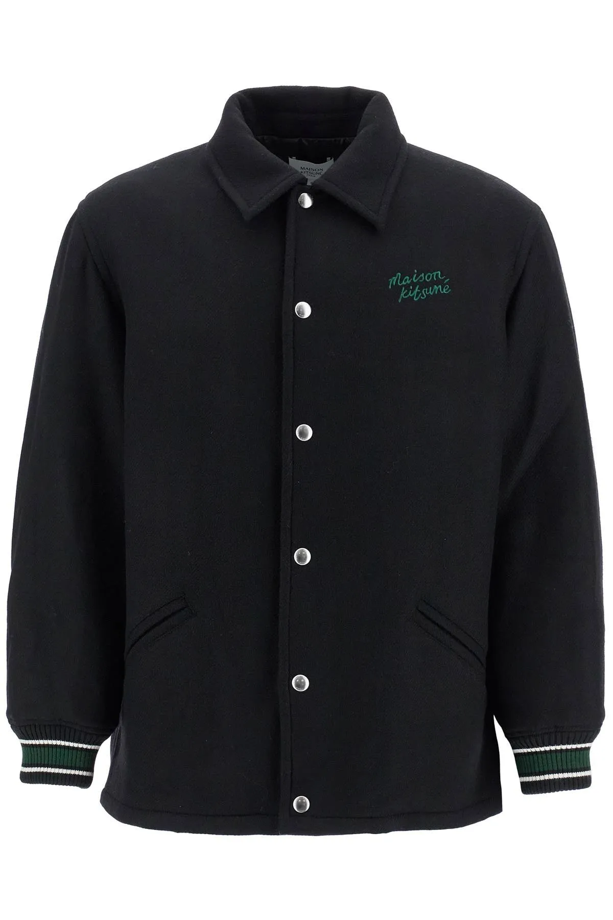 black wool varsity jacket with embroidery NM02120WM0026 BLACK