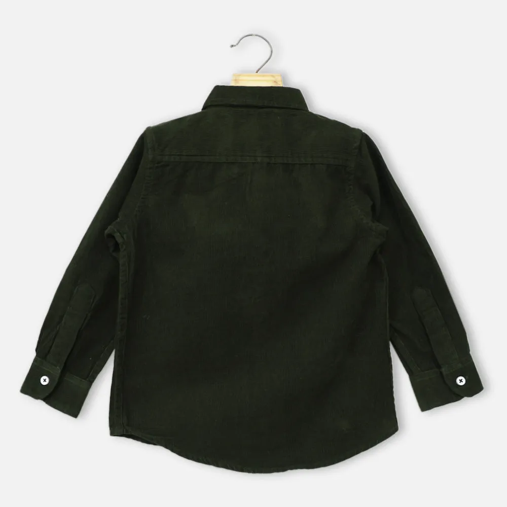 Blue & Green Full Sleeves Corduroy Shirt