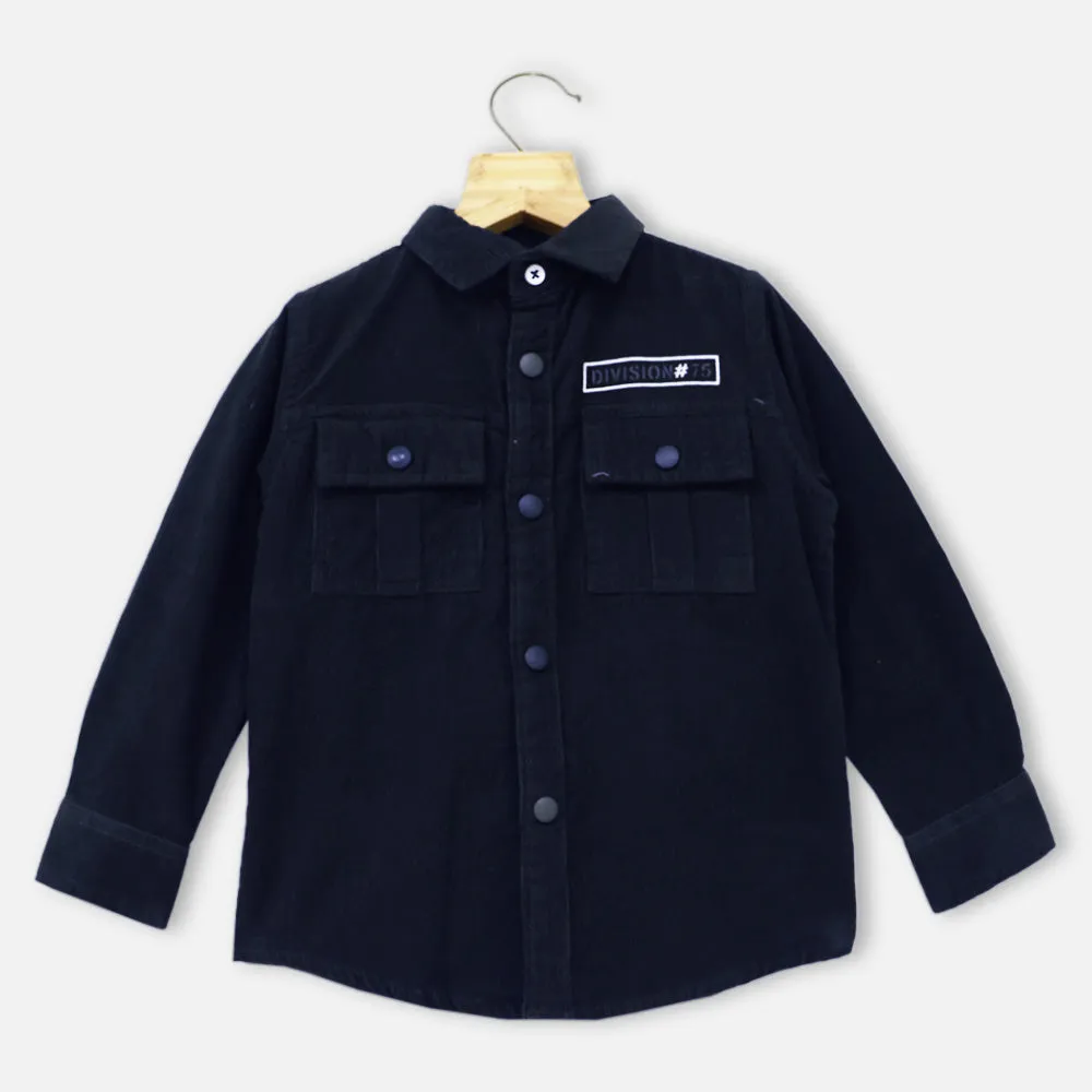 Blue & Green Full Sleeves Corduroy Shirt