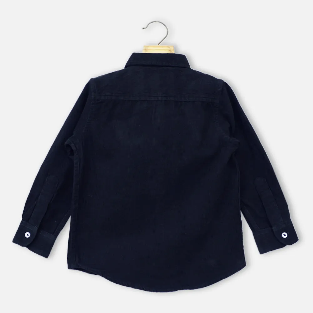 Blue & Green Full Sleeves Corduroy Shirt