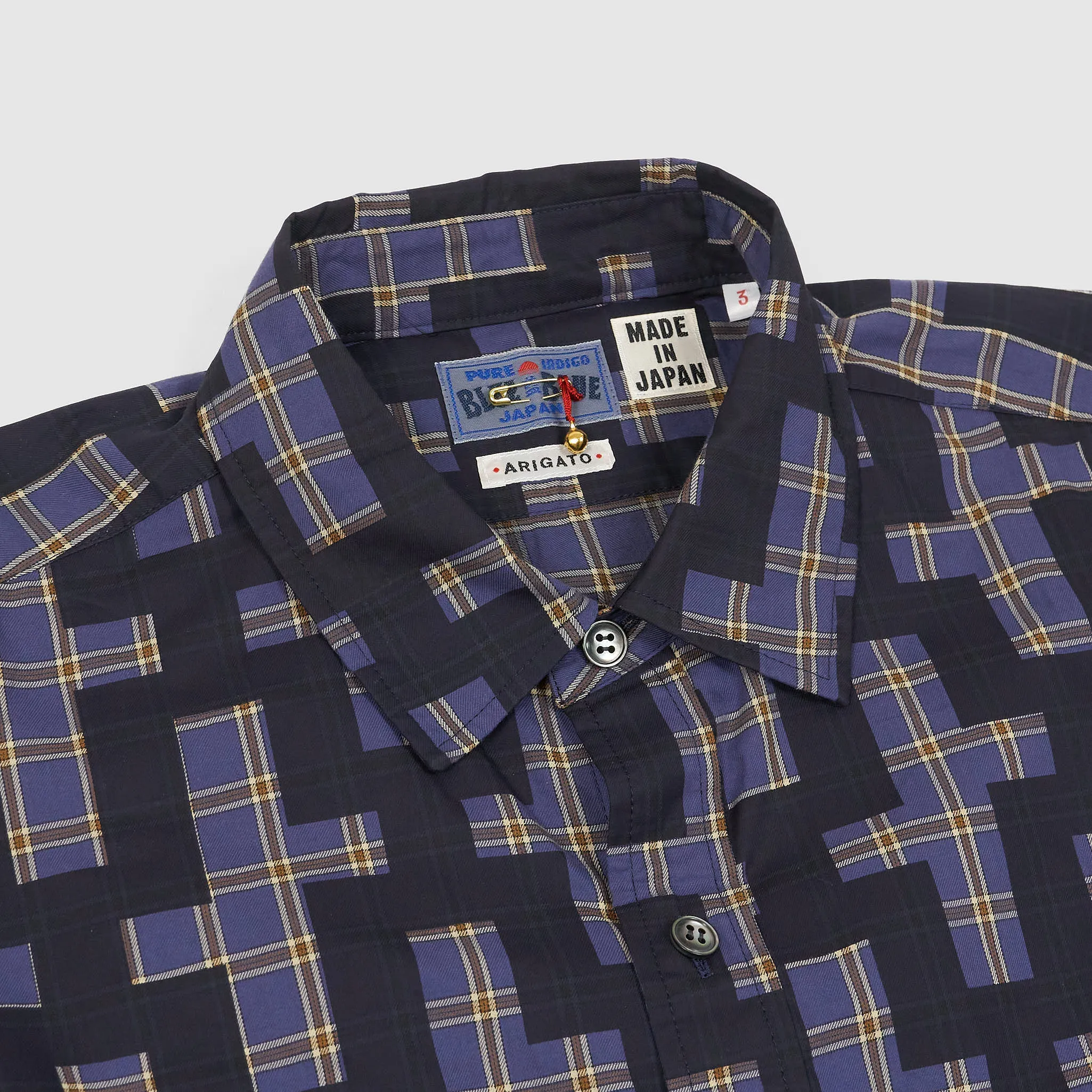Blue Blue Japan Nagashi Juji Cross Pattern Shirt