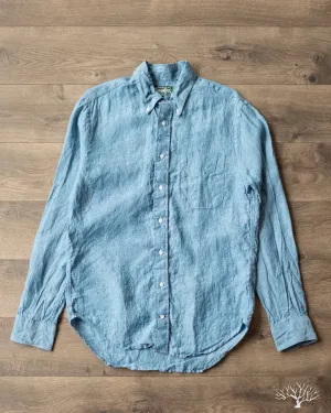 Blue Chambray Linen Long-Sleeve Shirt