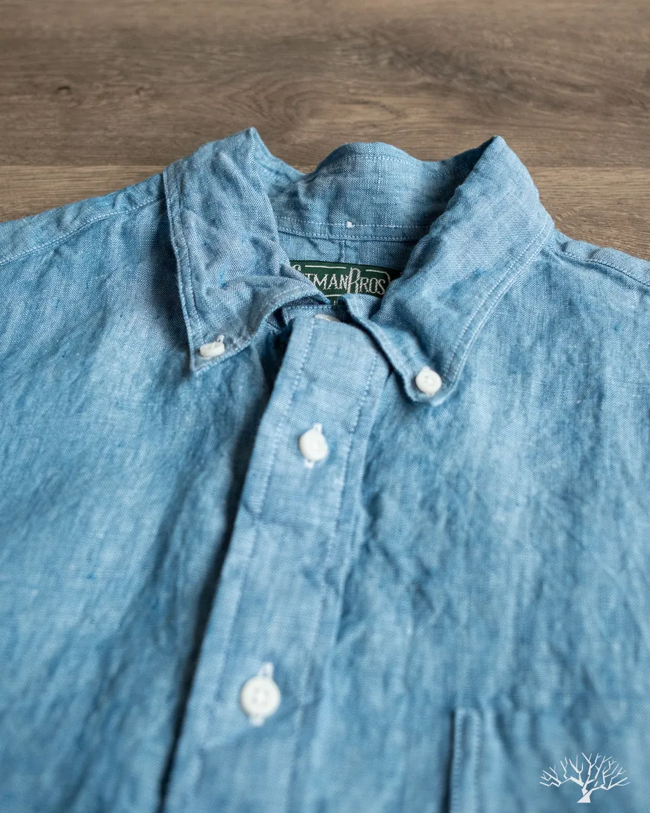 Blue Chambray Linen Long-Sleeve Shirt