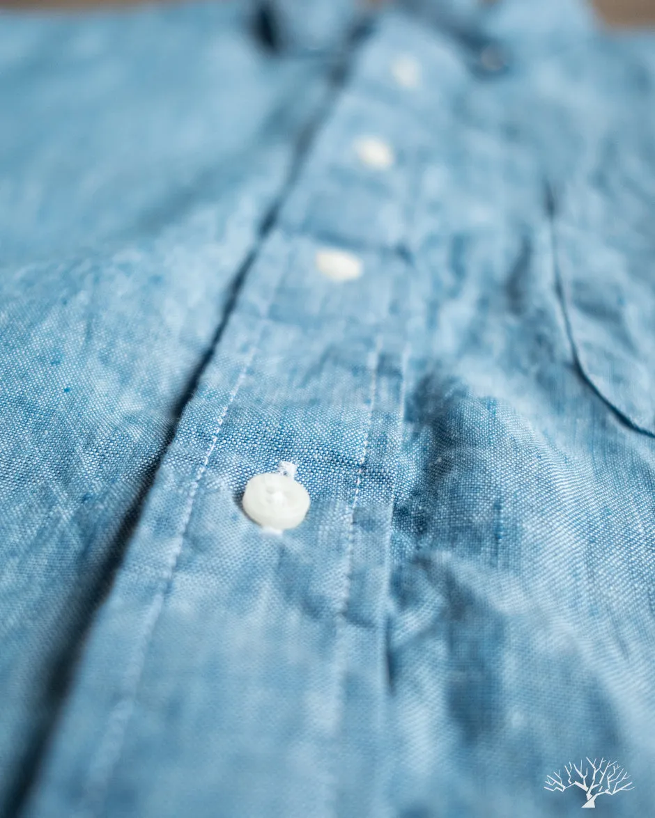 Blue Chambray Linen Long-Sleeve Shirt