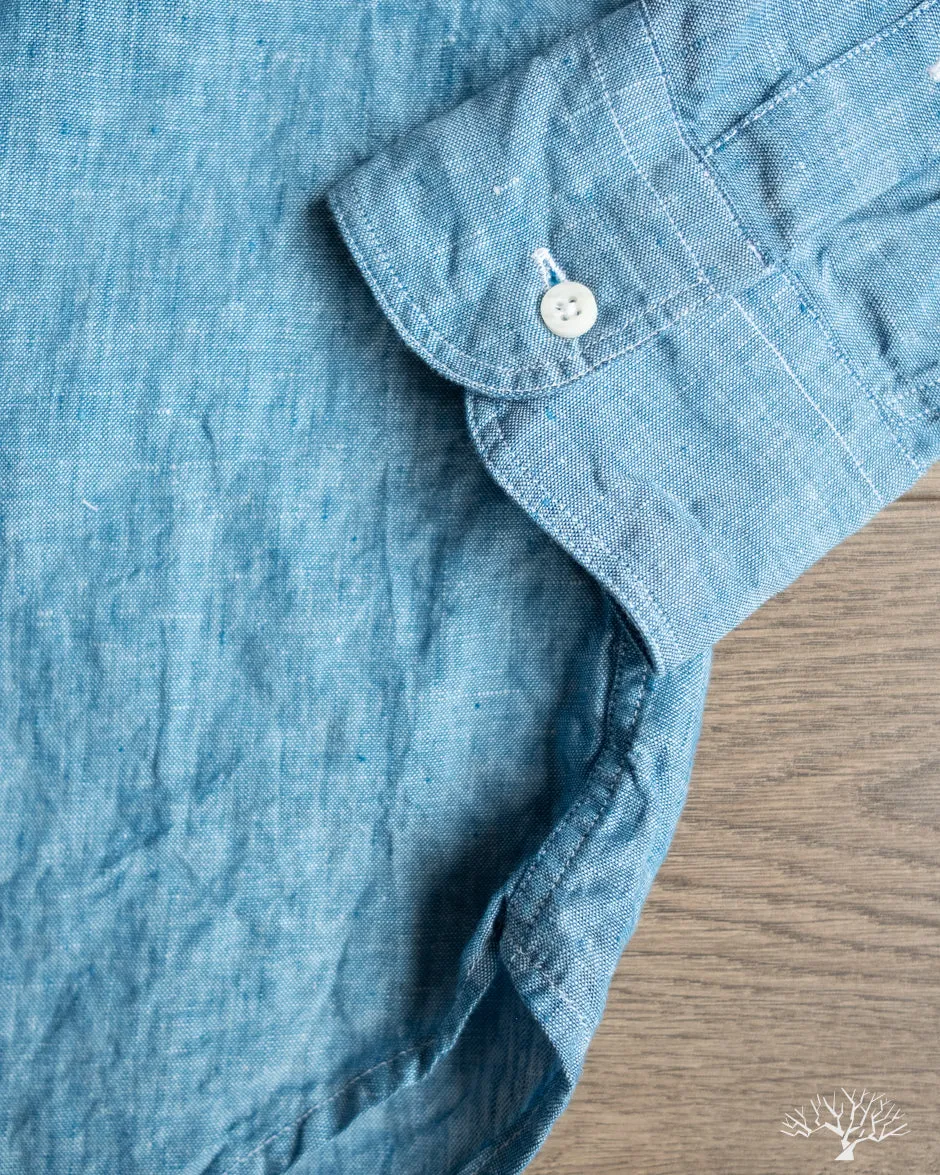 Blue Chambray Linen Long-Sleeve Shirt