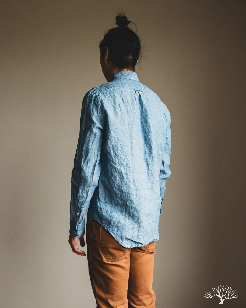 Blue Chambray Linen Long-Sleeve Shirt