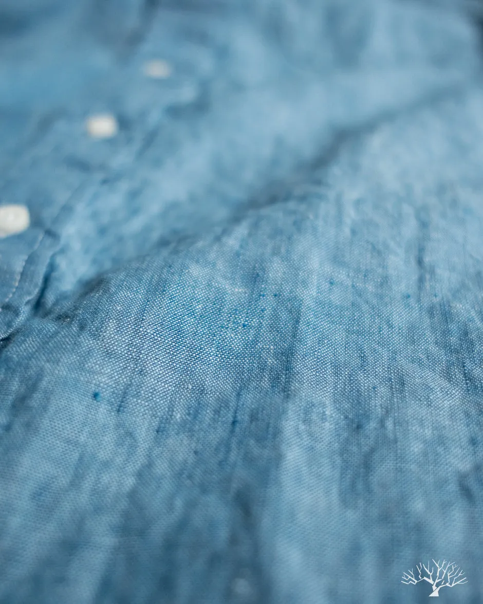 Blue Chambray Linen Long-Sleeve Shirt