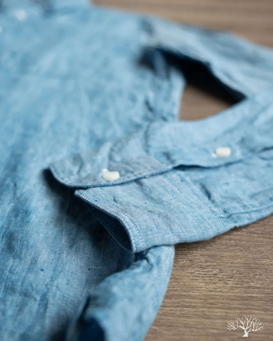 Blue Chambray Linen Long-Sleeve Shirt