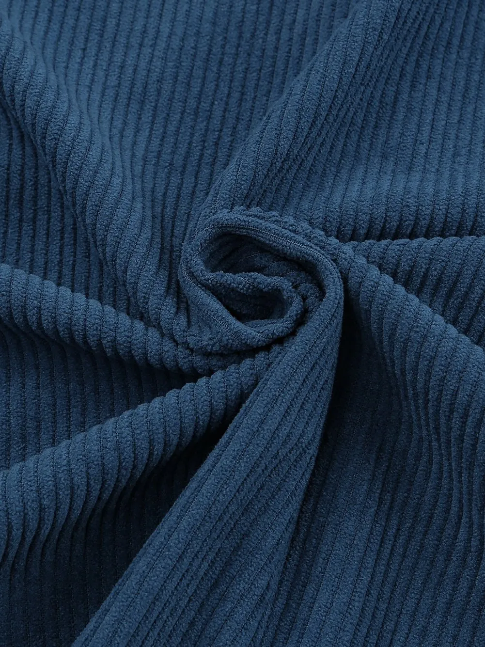 Blue Corduroy Button Pocket Blouse