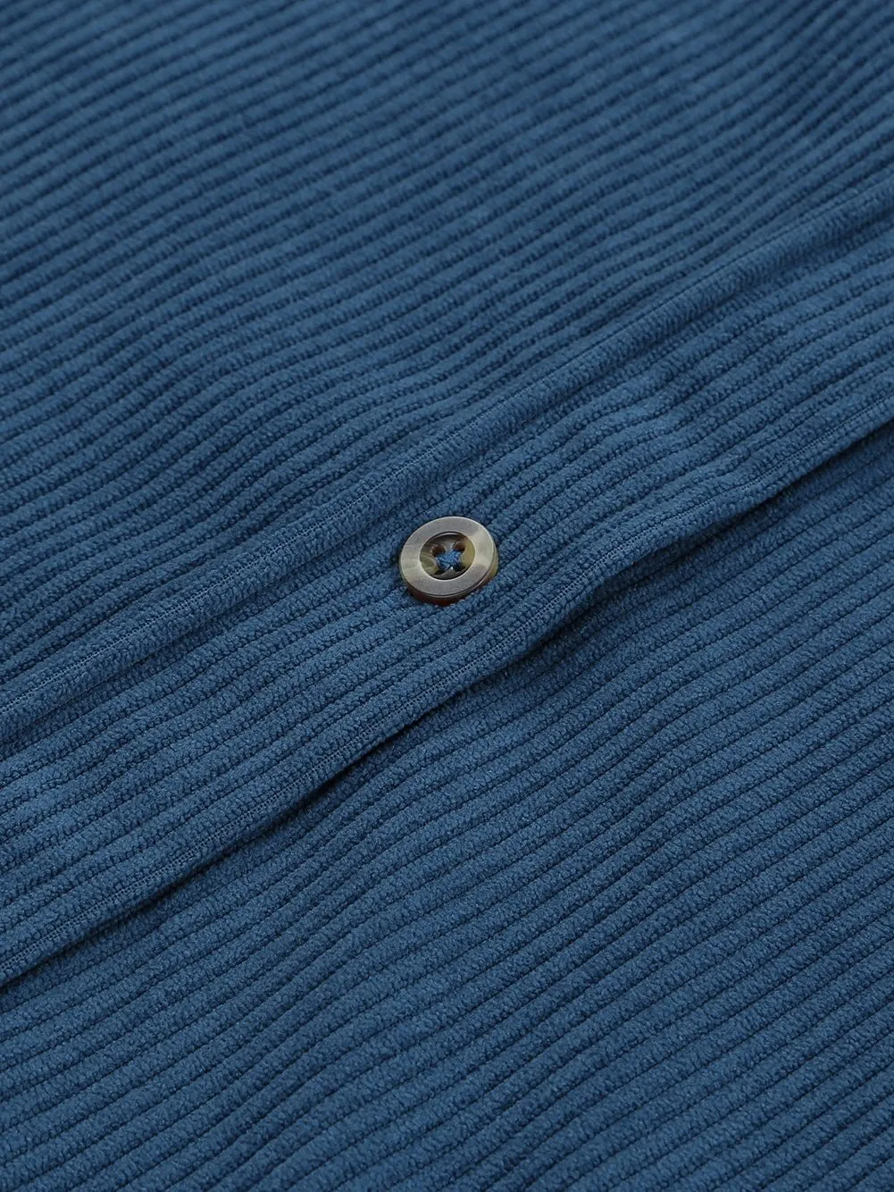 Blue Corduroy Button Pocket Blouse