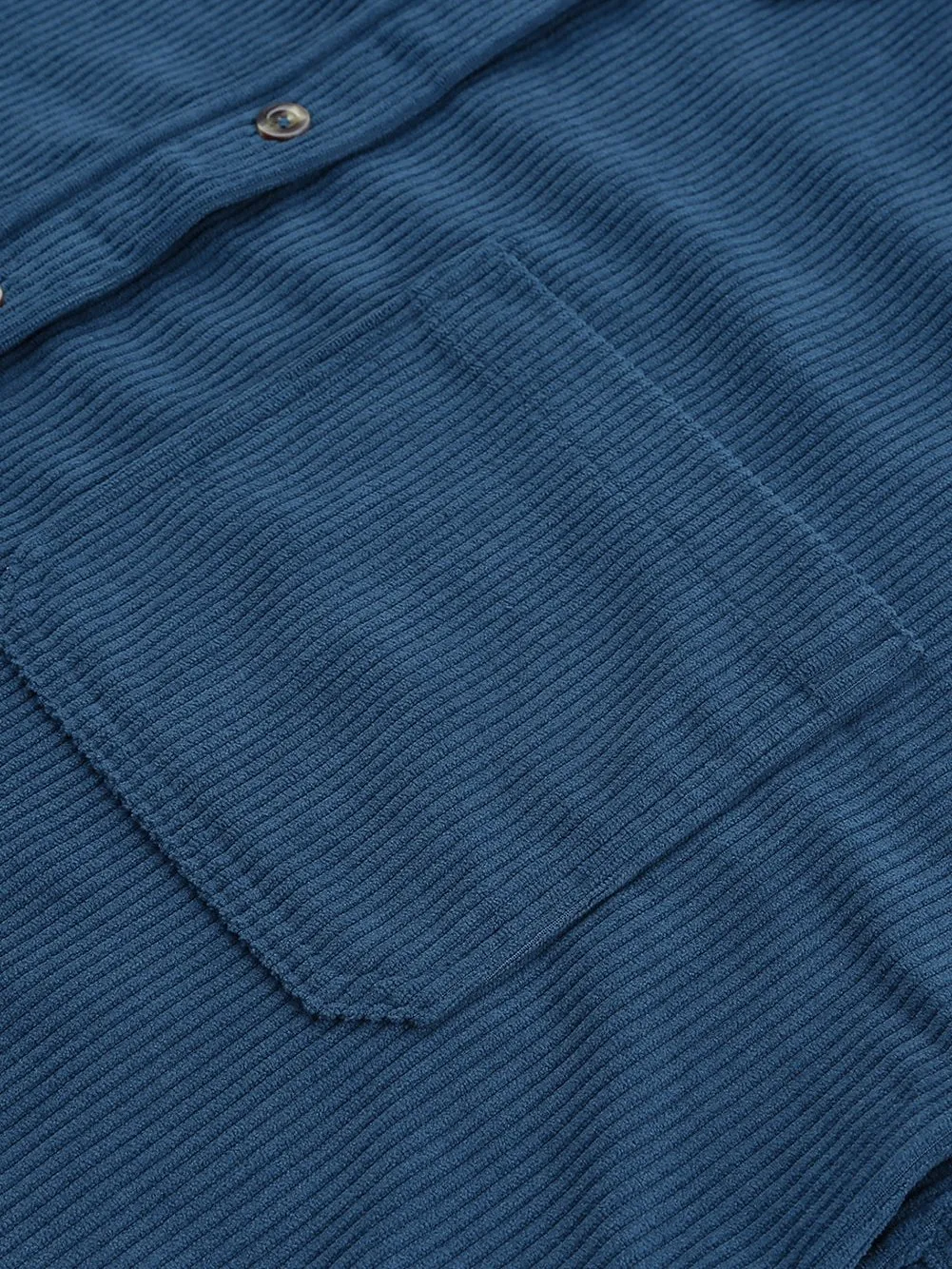 Blue Corduroy Button Pocket Blouse