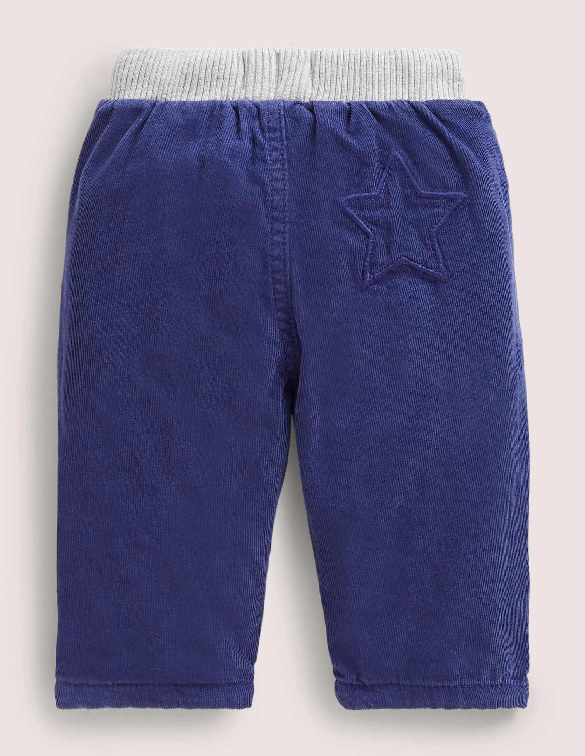 Blue Draw String Jersey-lined Corduroy Trousers-Starboard Blue