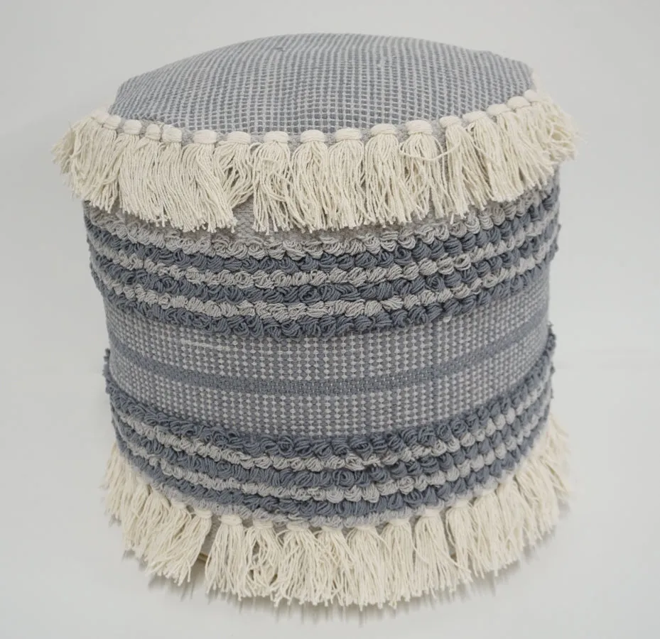 Blue Round Pouf