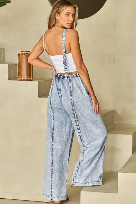 Blue Skies Frayed Denim Overalls