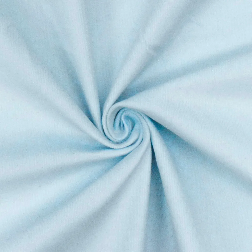 Blue Solid Stretch Cotton Featherwale Corduroy Woven Fabric