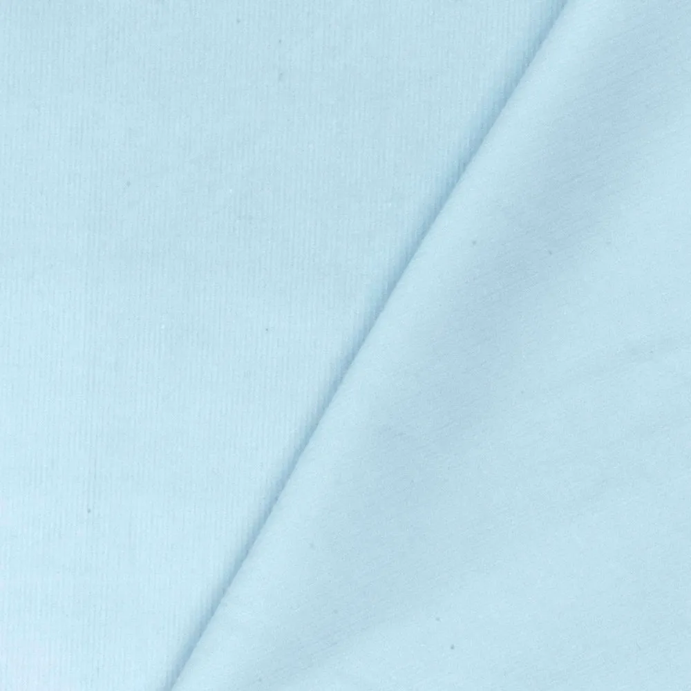 Blue Solid Stretch Cotton Featherwale Corduroy Woven Fabric