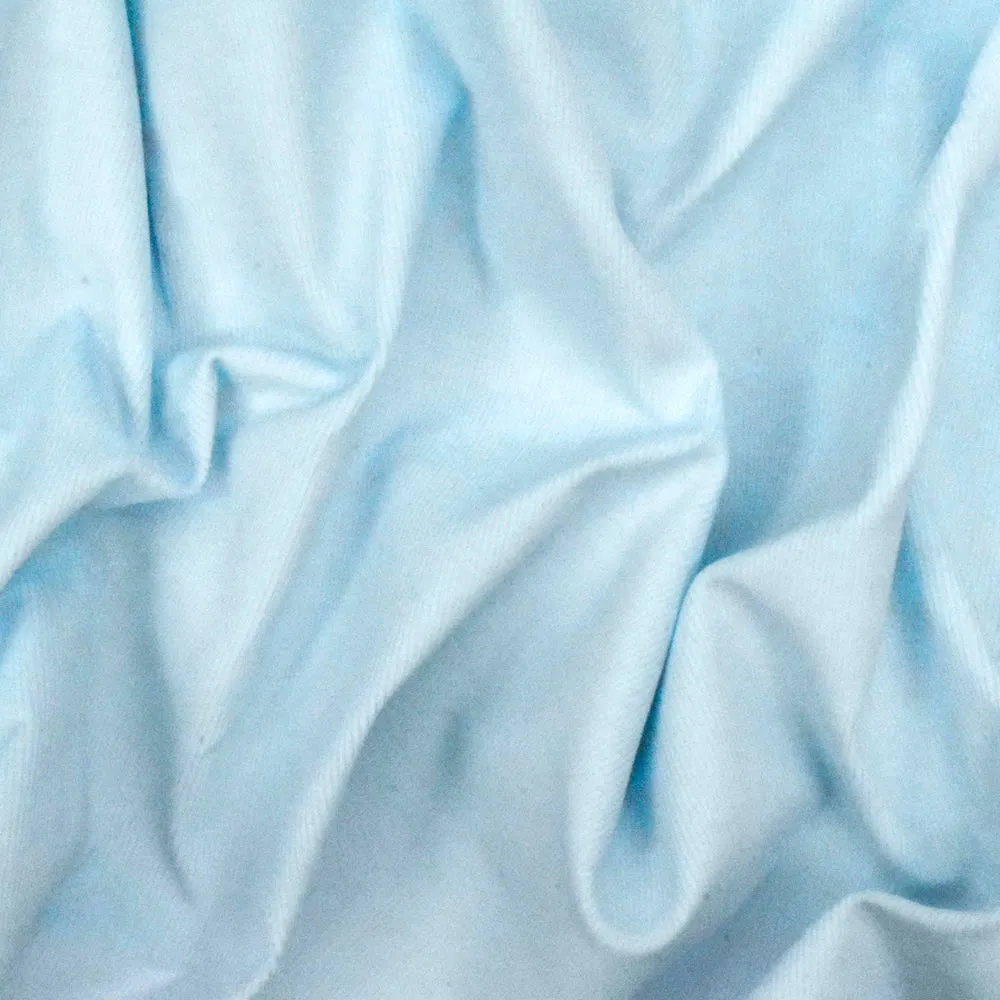 Blue Solid Stretch Cotton Featherwale Corduroy Woven Fabric