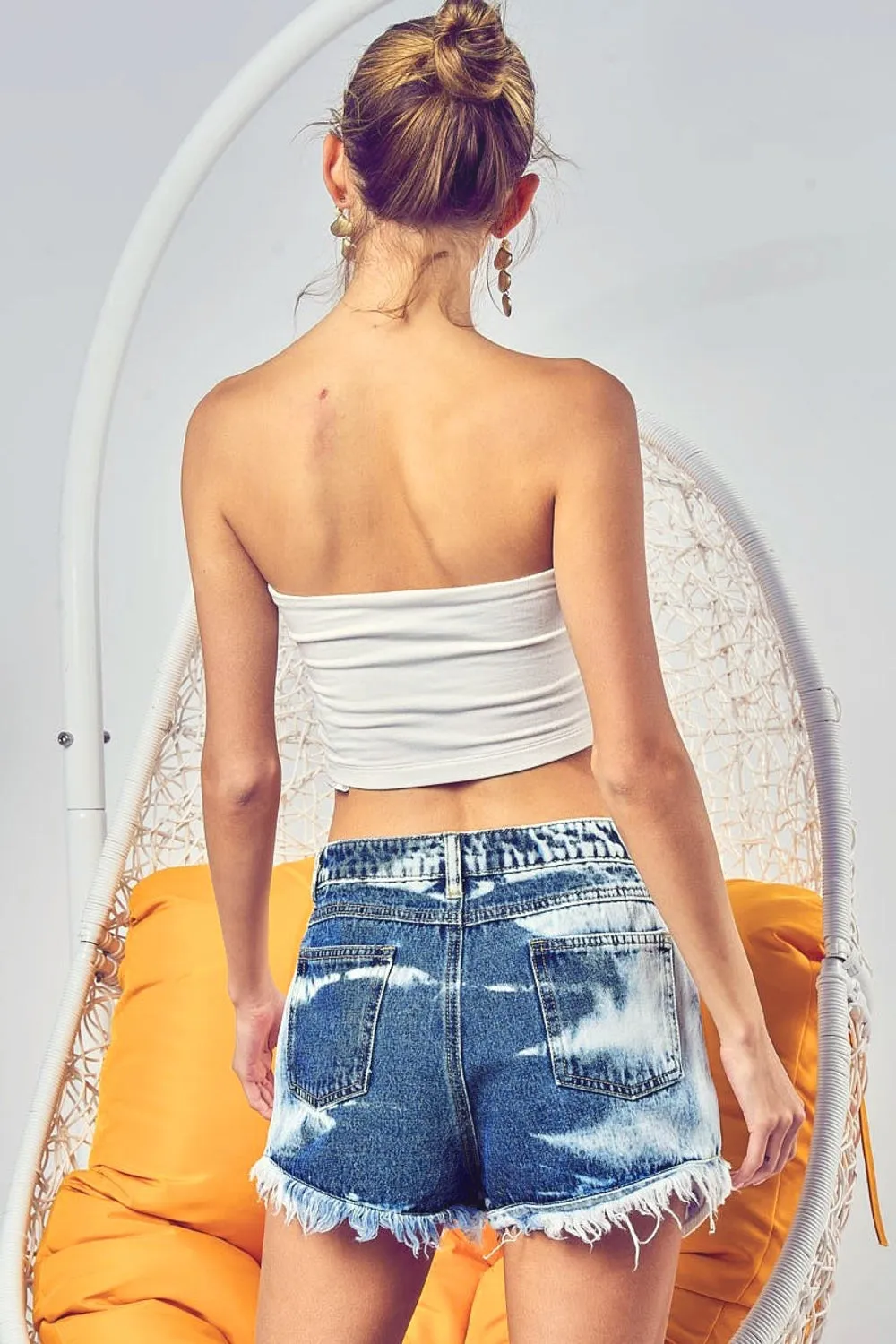 Blue Zone Planet |  BiBi US Flag Theme Bleached Denim Shorts