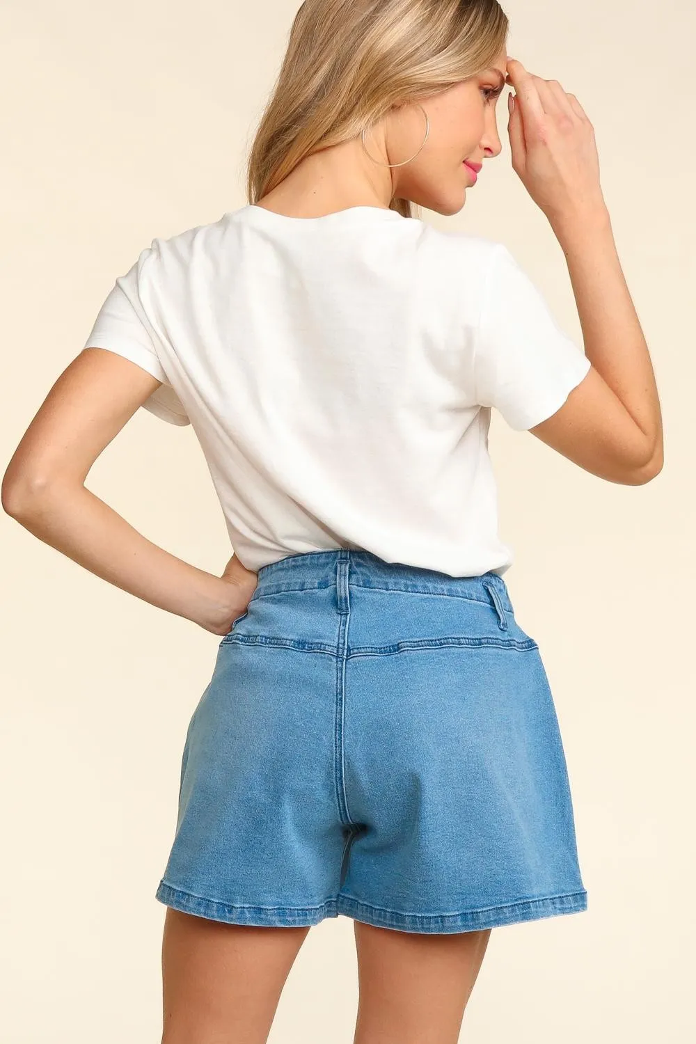 Blue Zone Planet |  Haptics High Rise Button Fly Washed Denim Shorts
