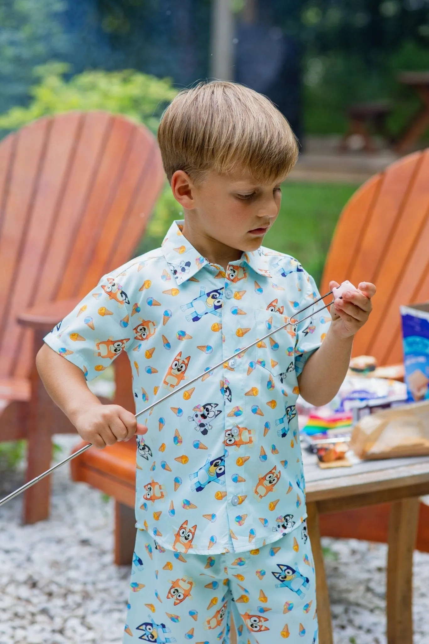 Bluey Hawaiian Button Down Shirt and Shorts
