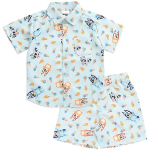 Bluey Hawaiian Button Down Shirt and Shorts