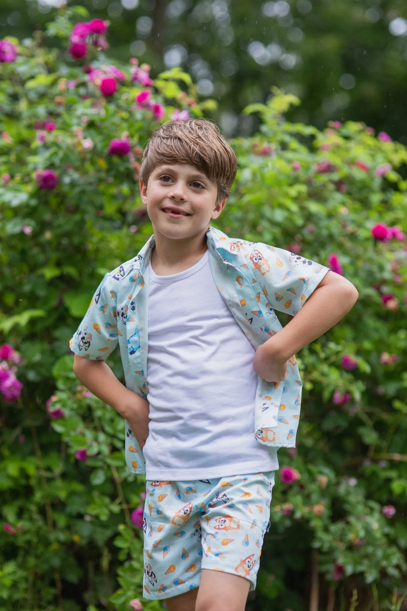 Bluey Hawaiian Button Down Shirt and Shorts