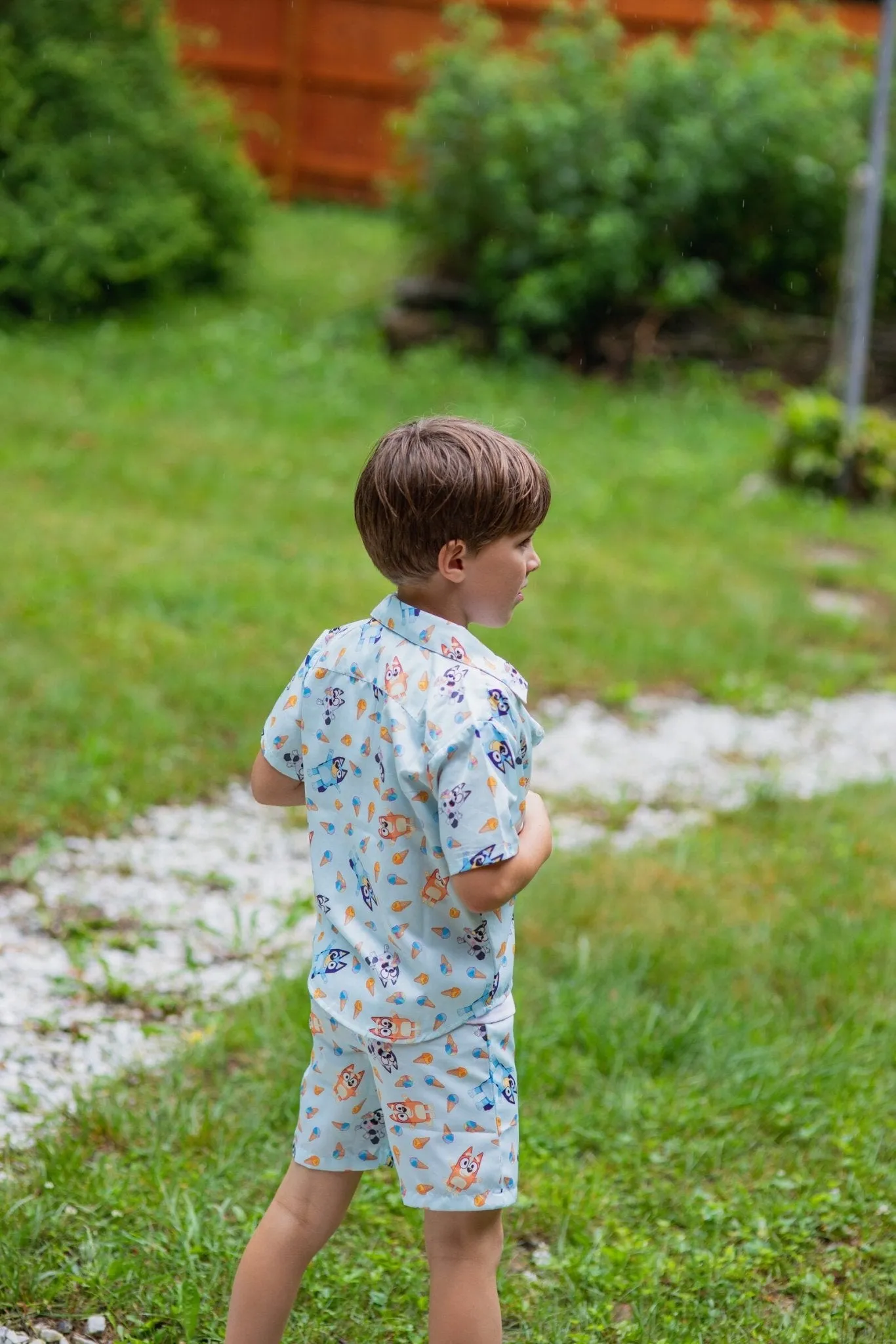Bluey Hawaiian Button Down Shirt and Shorts