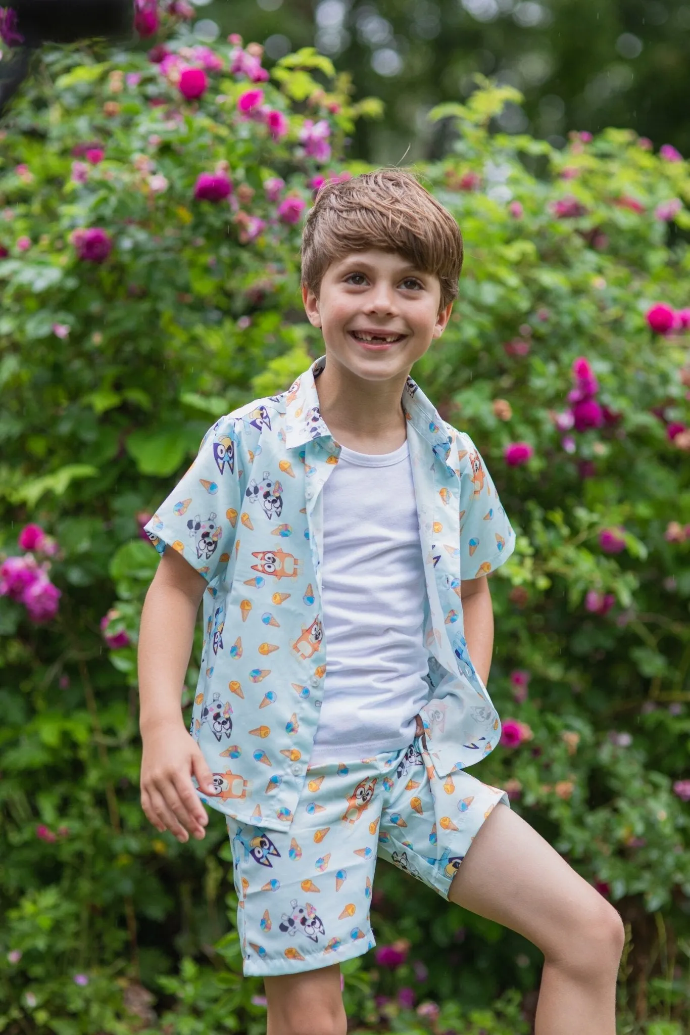Bluey Hawaiian Button Down Shirt and Shorts