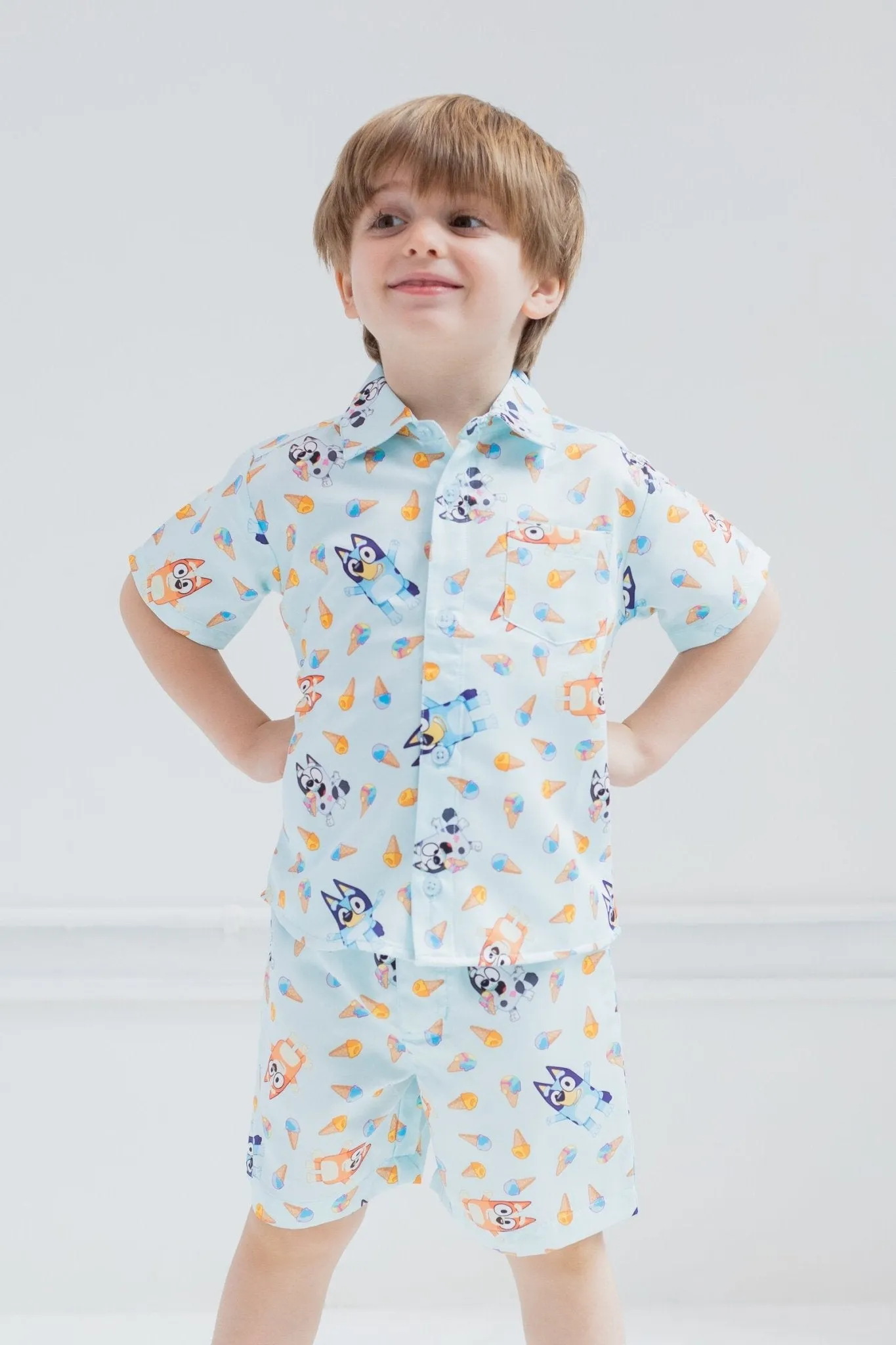 Bluey Hawaiian Button Down Shirt and Shorts