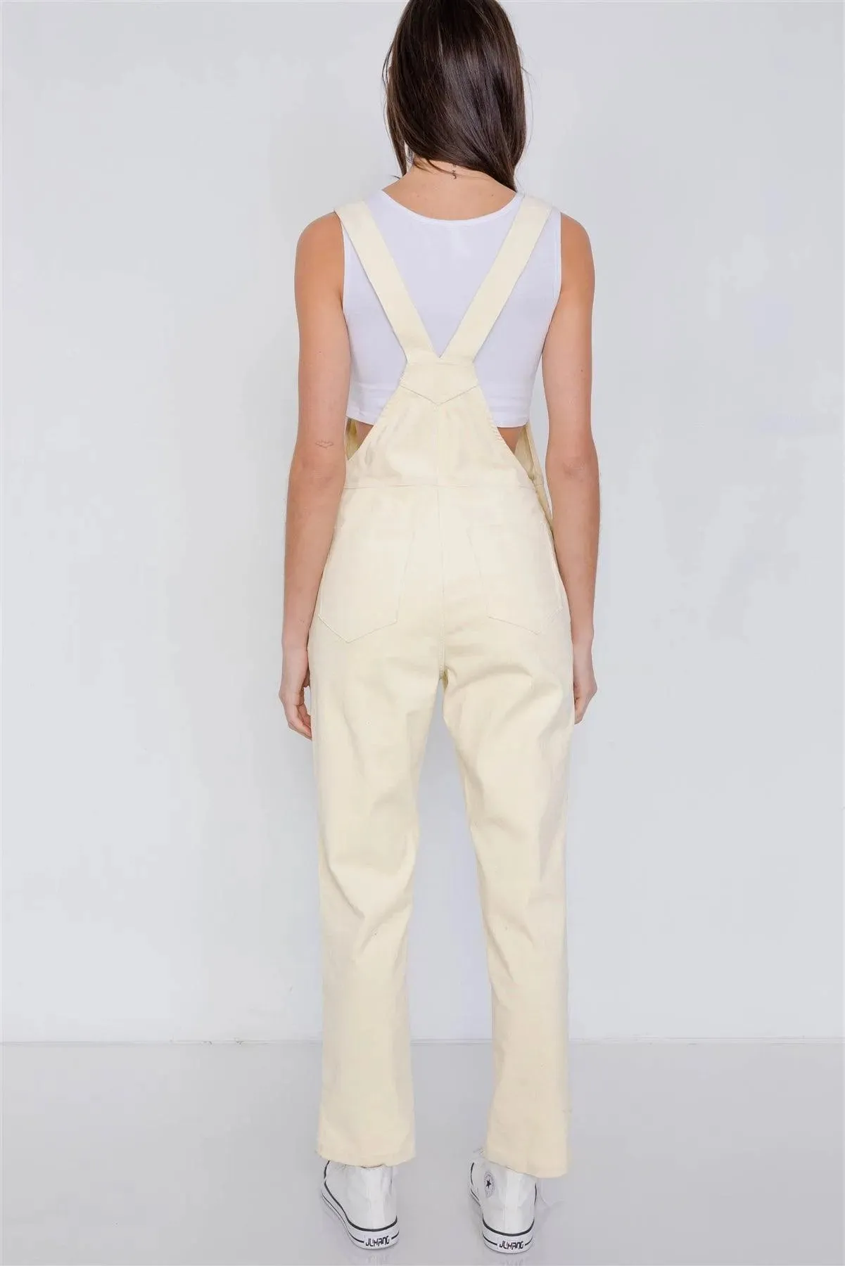 Bone Suede Corduroy Artists Straight Leg Overall Jumpsuit /2-2-1