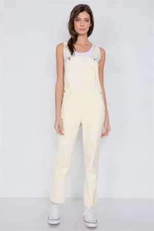 Bone Suede Corduroy Artists Straight Leg Overall Jumpsuit /2-2-1