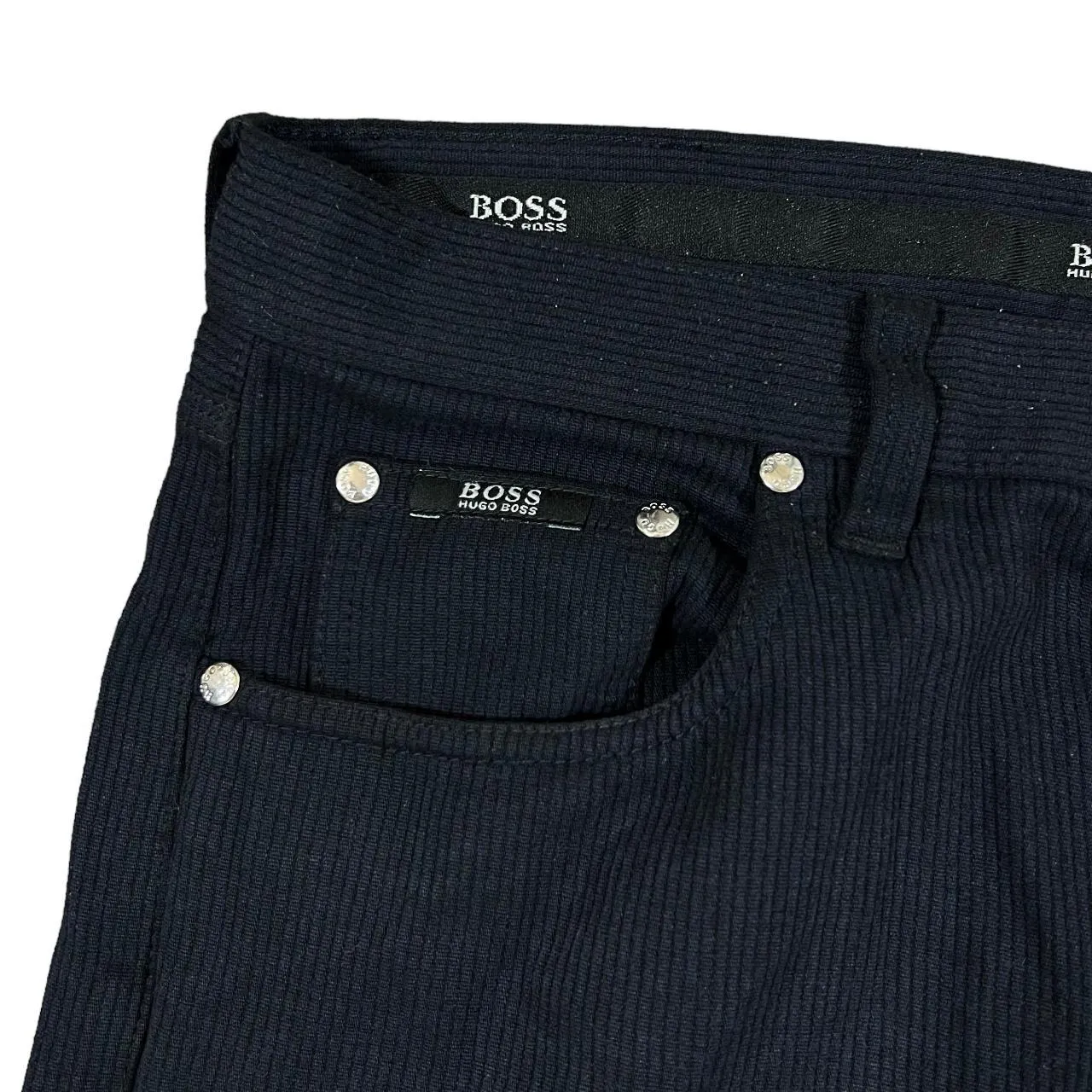 BOSS HUGO BOSS "Alabama" Classic Black Corduroy Cord Trousers Bottoms