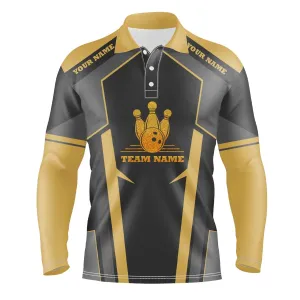 Bowling Long Sleeve Polo Shirts For Men Custom Bowling Team Jerseys, Bowling Gifts For Bowlers