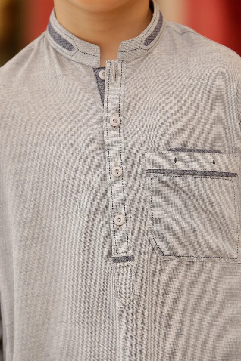 Boy Premium Kameez shalwar Silver GREY