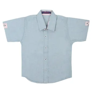 Boys Casual Half Sleeves Shirt - Steel Blue
