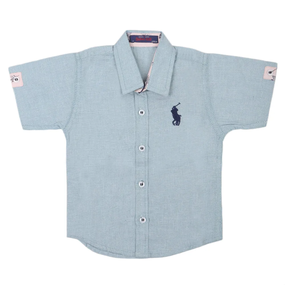 Boys Casual Half Sleeves Shirt - Steel Blue