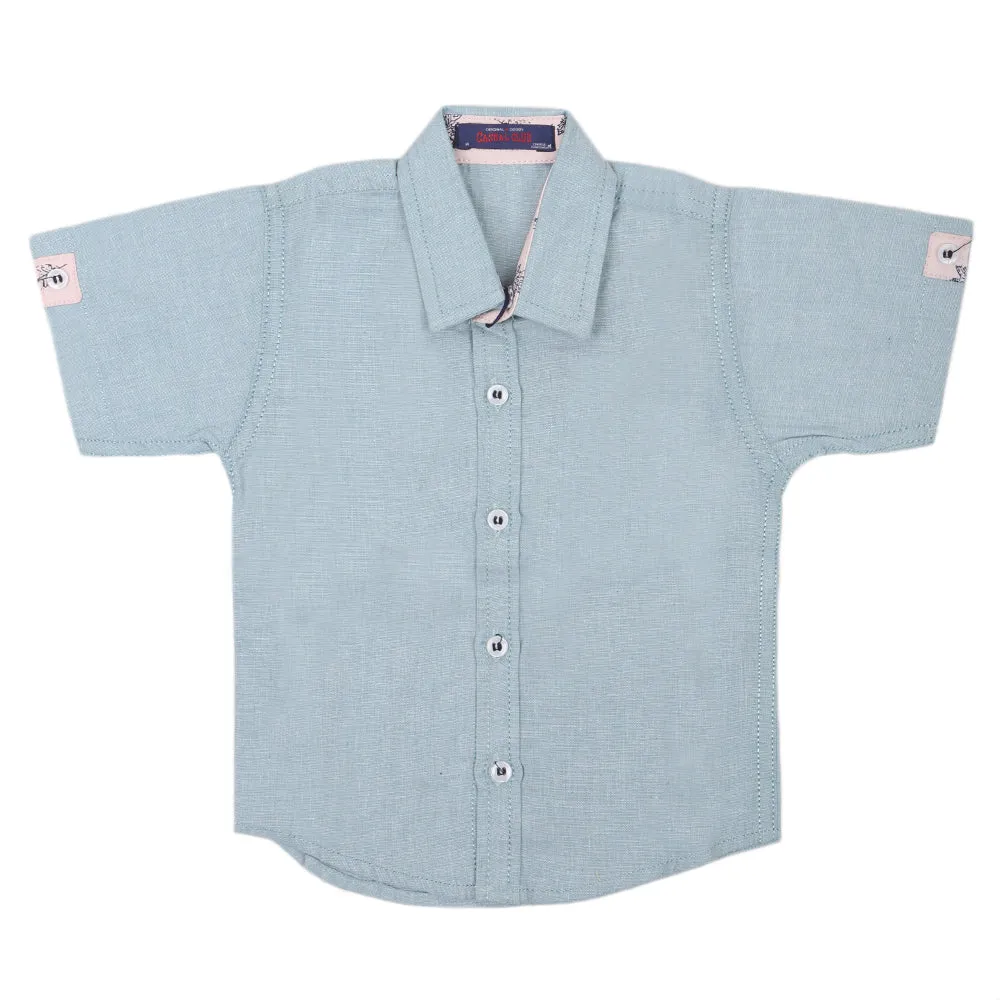 Boys Casual Half Sleeves Shirt - Steel Blue