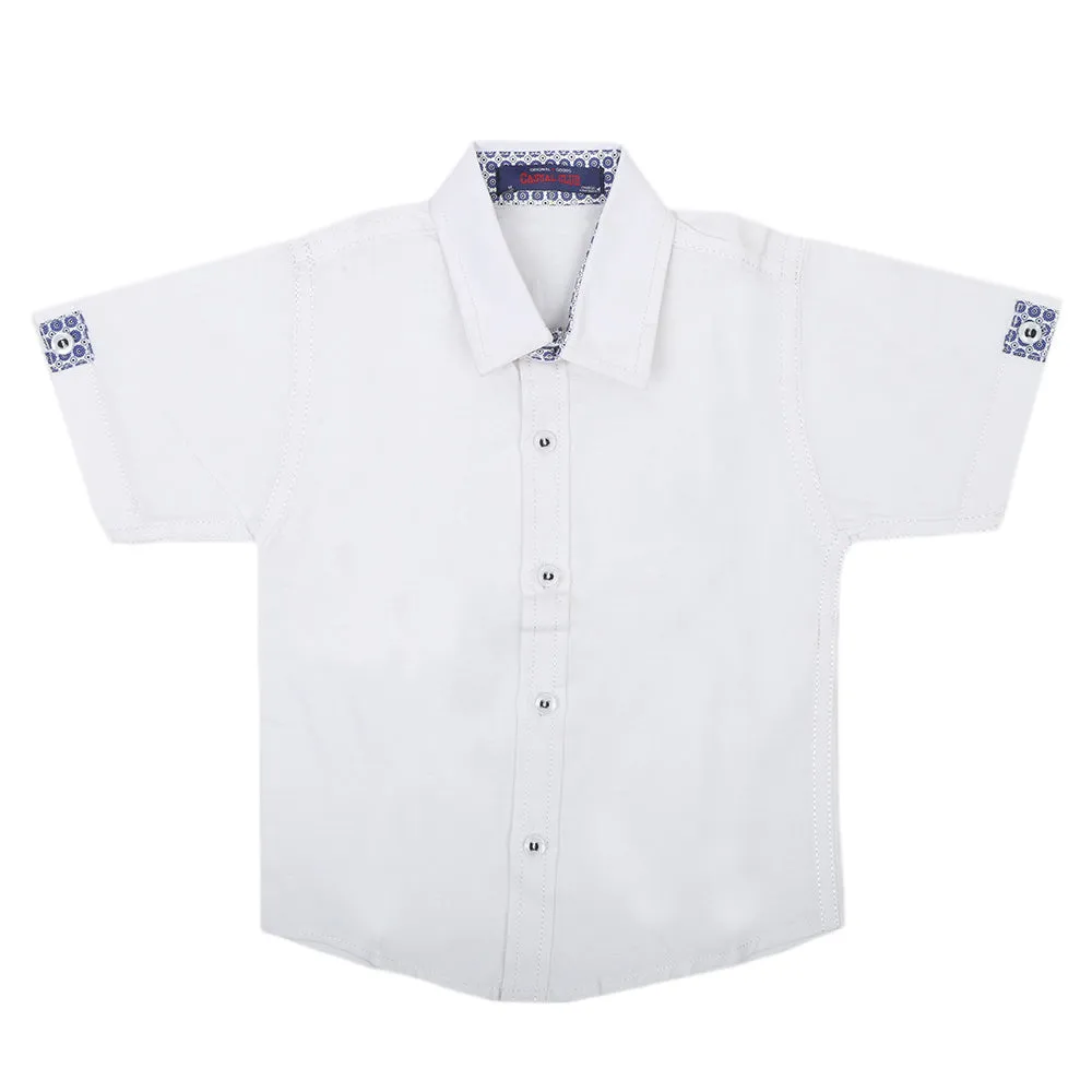 Boys Casual Half Sleeves Shirt - White