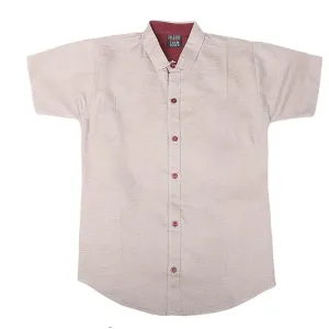Boys Half Sleeves Printed Shirt - Coffee