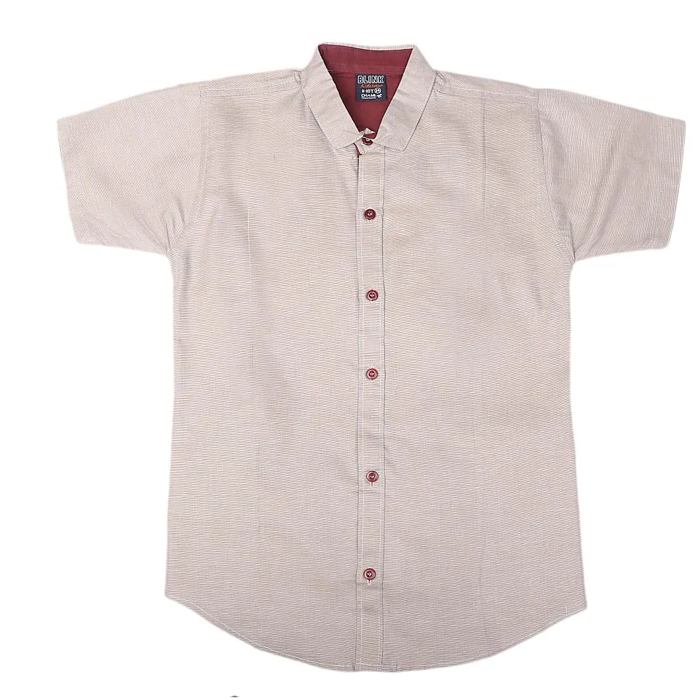 Boys Half Sleeves Printed Shirt - Coffee
