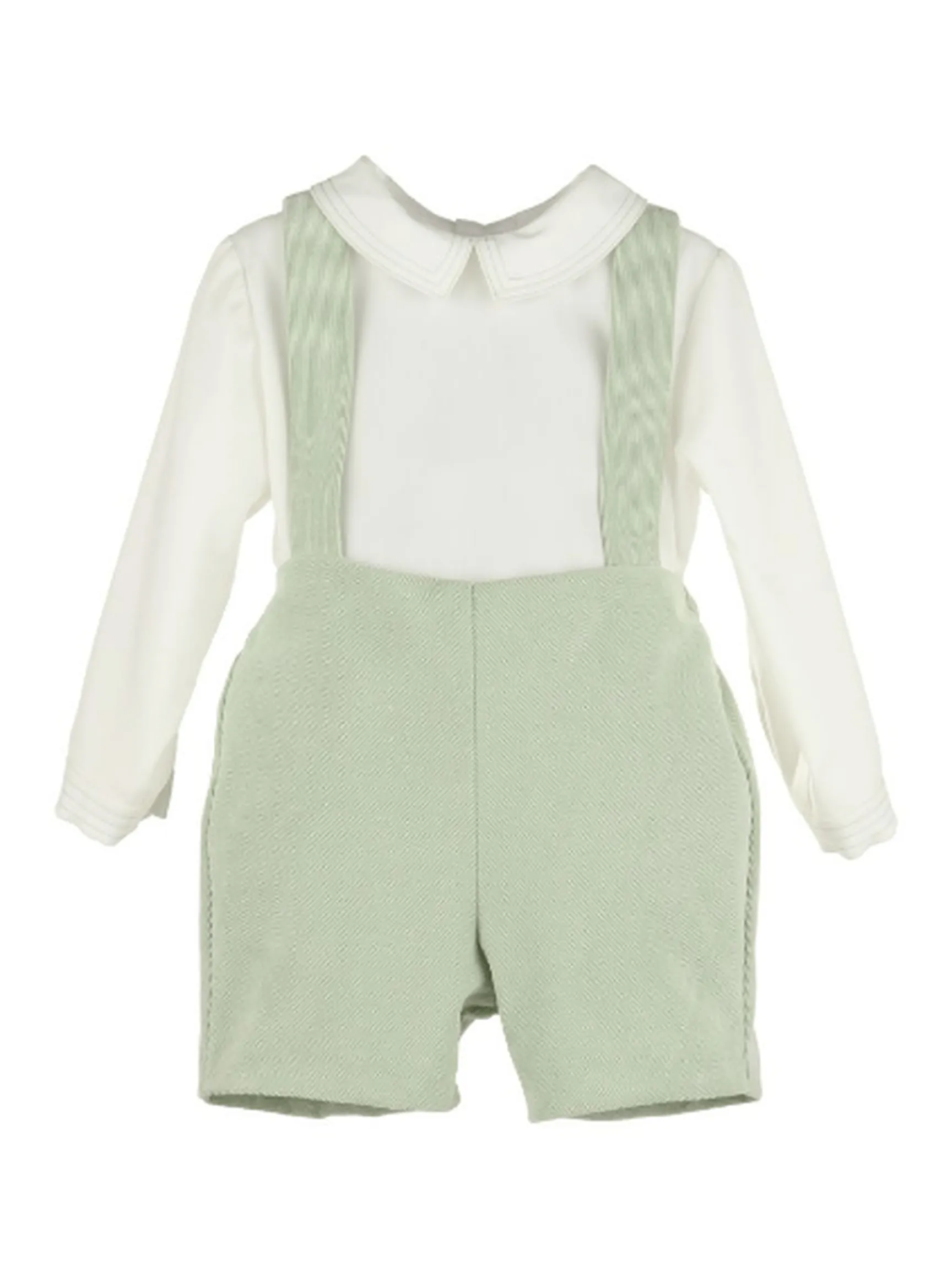 Boys Majestic Cord Suspender Shorts Set - Green