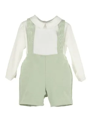 Boys Majestic Cord Suspender Shorts Set - Green