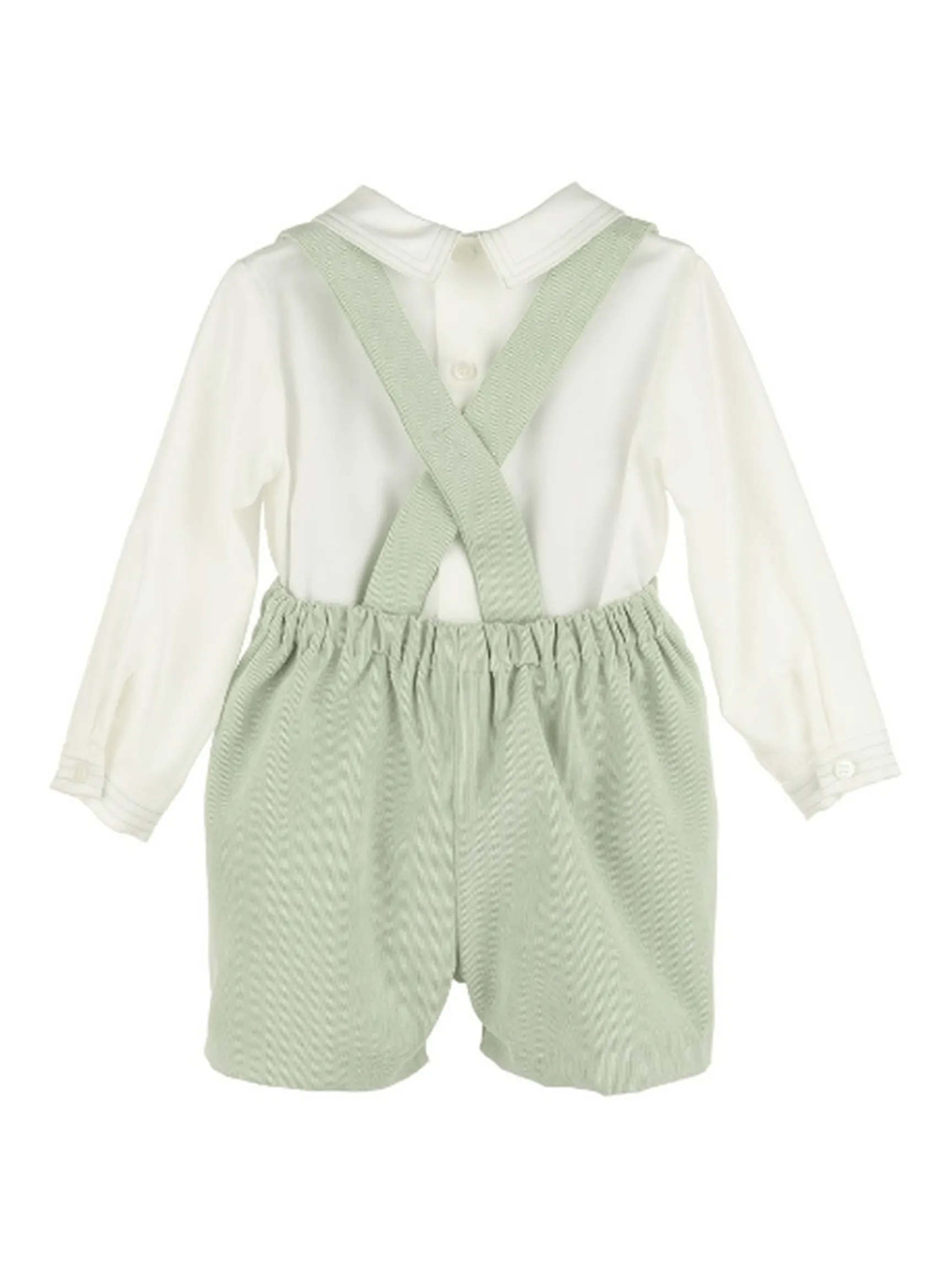 Boys Majestic Cord Suspender Shorts Set - Green