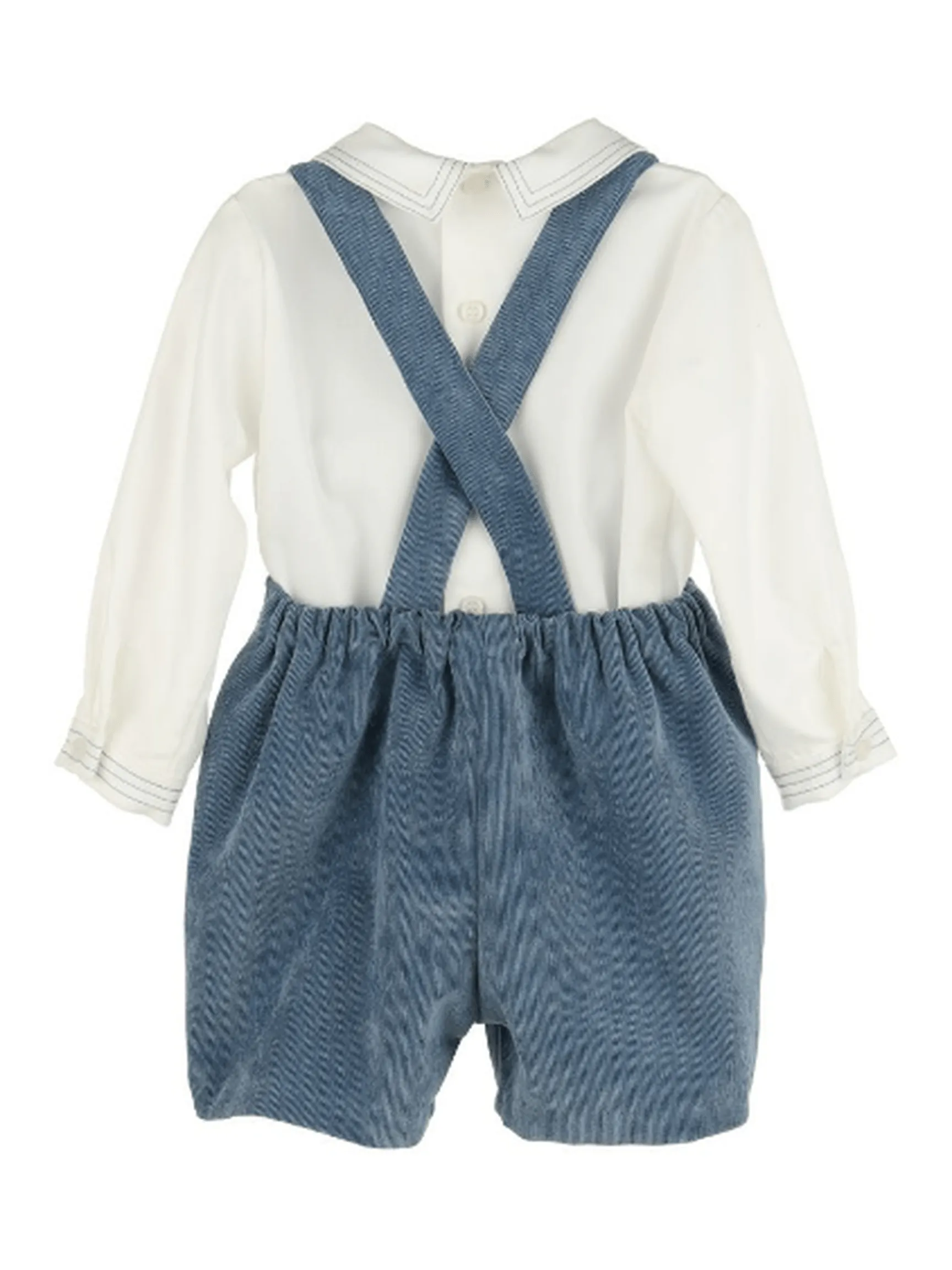 Boys Majestic Cord Suspender Shorts Set - Navy Blue