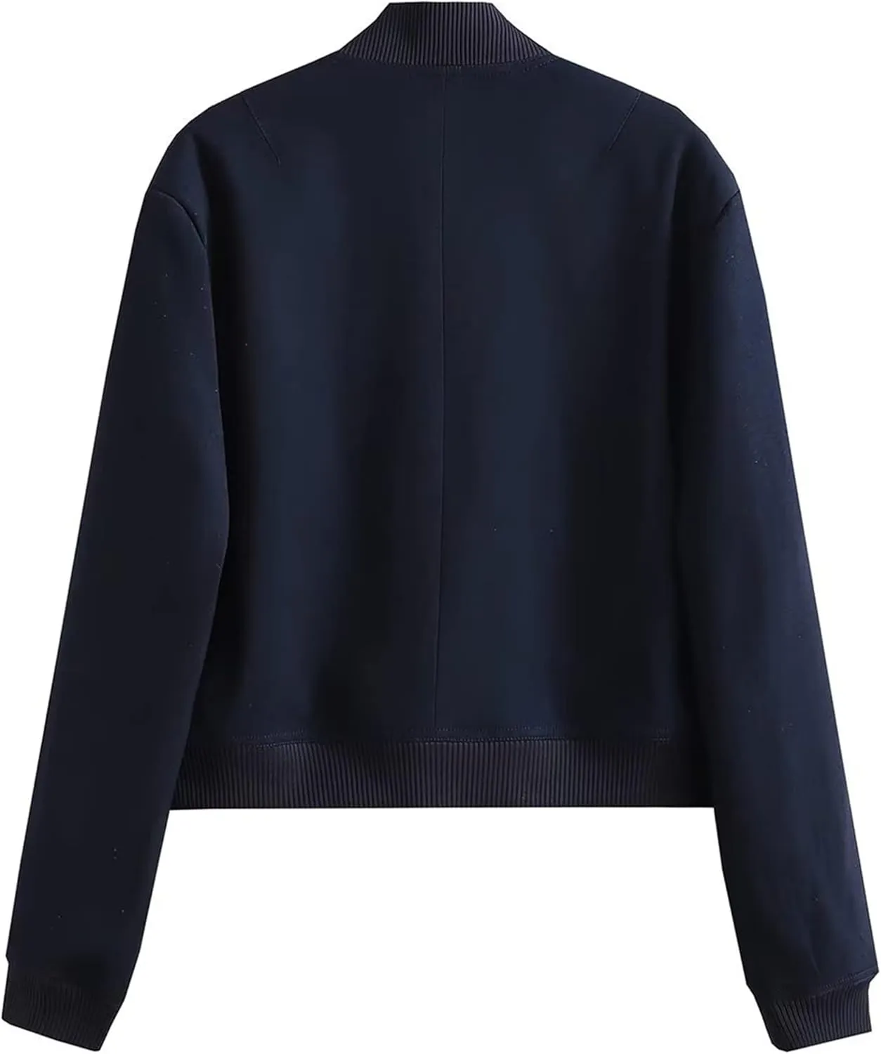 Bozanly Women's Stand Collar Button Down Cropped Shacket Jacket Solid Color Varsity Bomber Jackets 2025