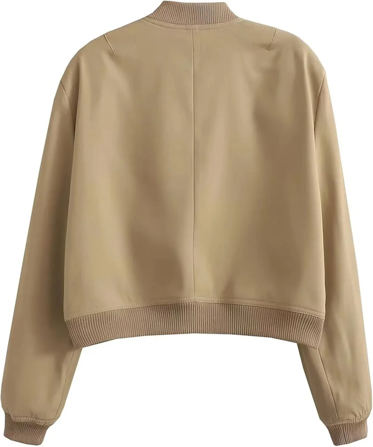 Bozanly Women's Stand Collar Button Down Cropped Shacket Jacket Solid Color Varsity Bomber Jackets 2025