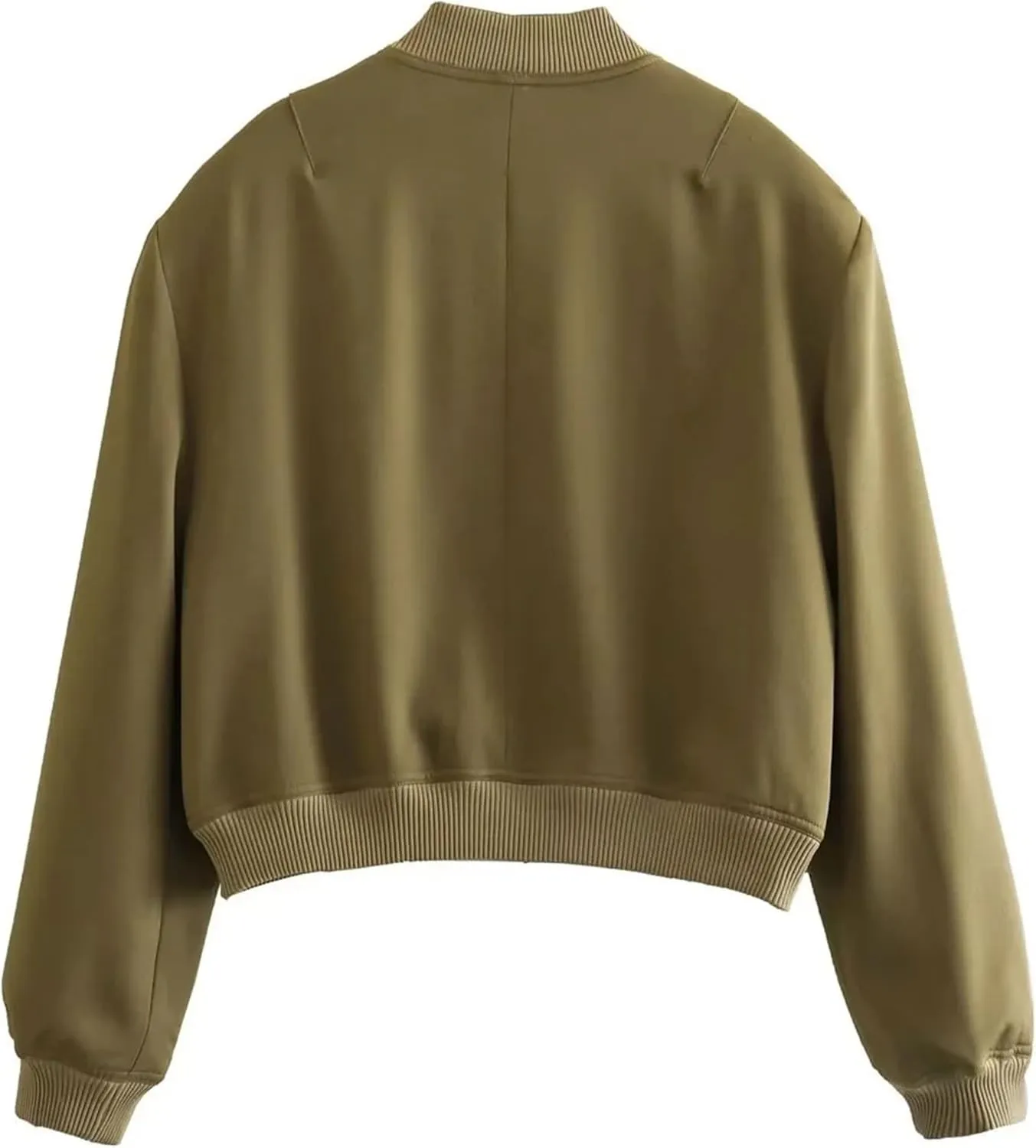 Bozanly Women's Stand Collar Button Down Cropped Shacket Jacket Solid Color Varsity Bomber Jackets 2025