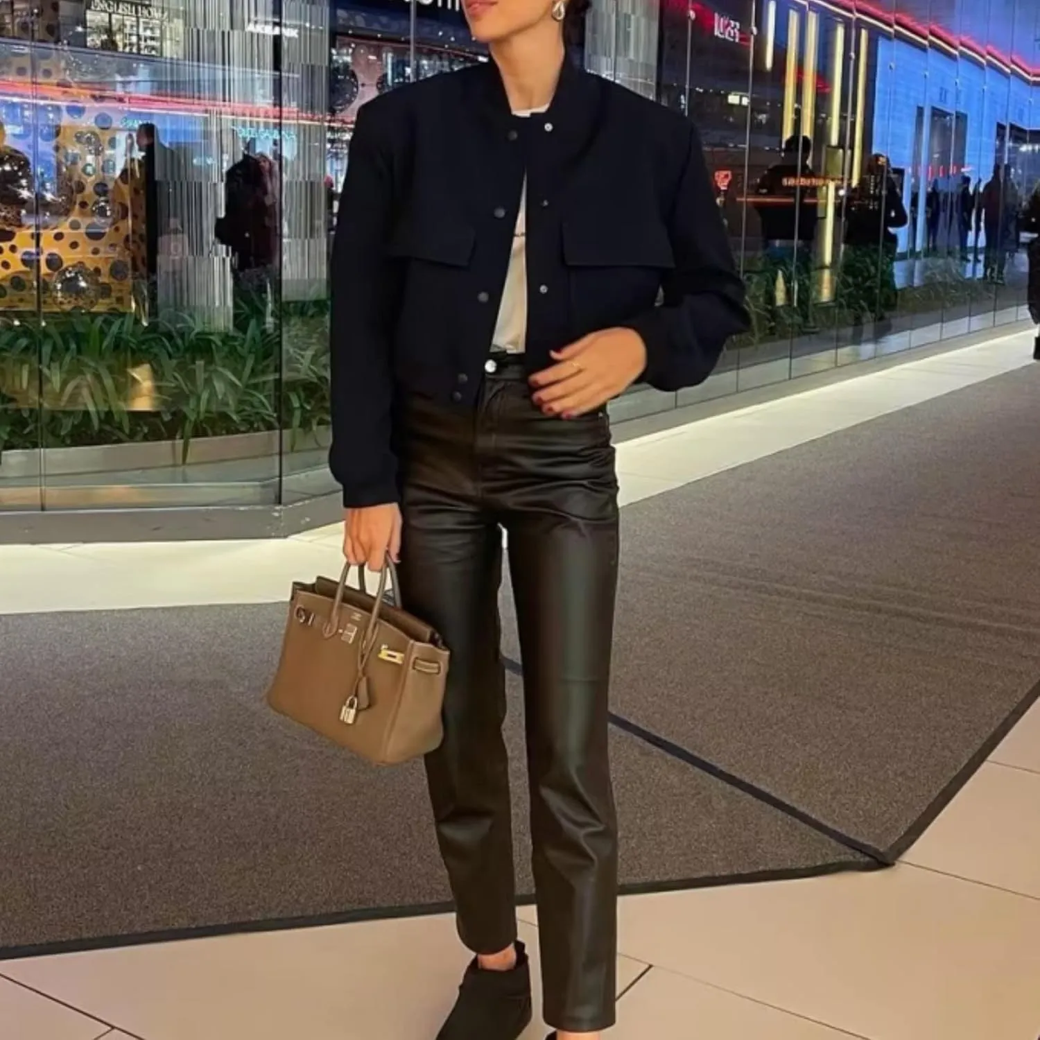 Bozanly Women's Stand Collar Button Down Cropped Shacket Jacket Solid Color Varsity Bomber Jackets 2025